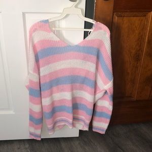 Spring color sweater w low back
